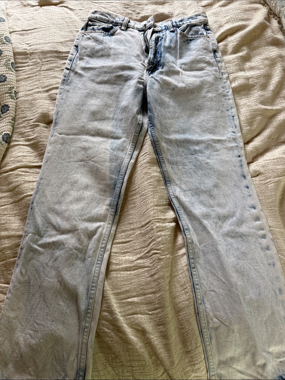 MOTHER Jeans High-Rise Rider Ankle Jeans in Paint on my Palette Acid Wash 90s